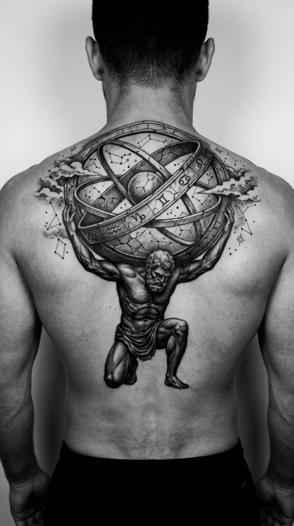 Atlas holding a zodiac armillary sphere across the back